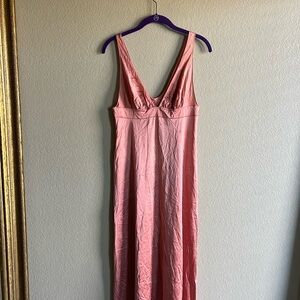 Vintage Vanity Fare Sleek Pink Satin Slip Dress Size 34